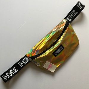 $10💋New Gold VS LOVE PINK iridescent Fanny Pack
